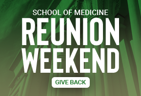 Green background image promoting giving opportunity for VCU School of Medicine