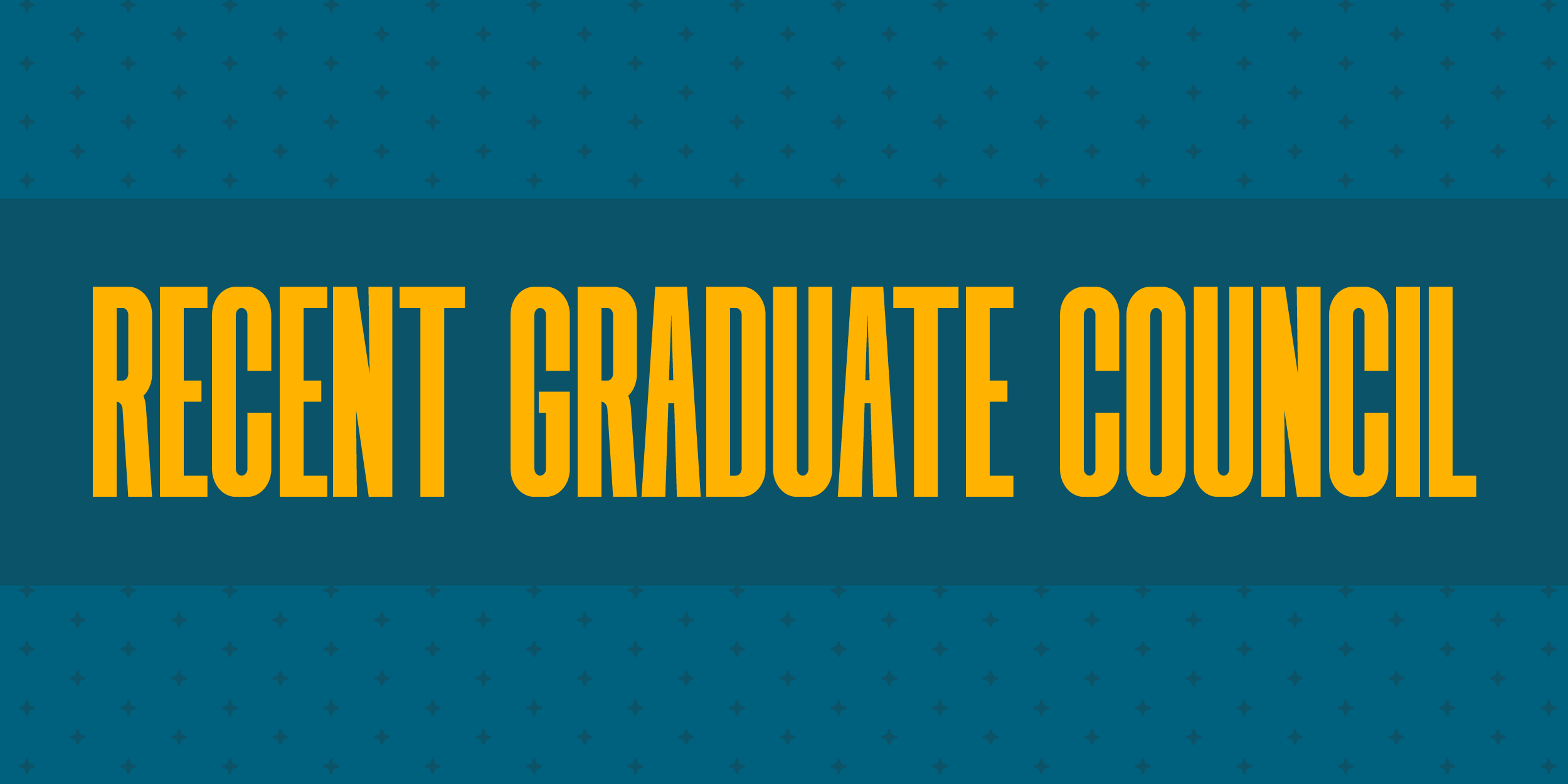 Recent Graduate Council in yellow text on a blue background